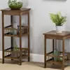 Suporte de Flores de Bambu Madeira Maciça Sala de Estar Interno Moderno Minimalista Suporte de Flores Rabanete Verde Varanda Suporte de Vasos de Flores Multicamadas Rack de Armazenamento para Bonsai