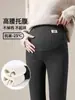 Calças de Maternidade com Forro de Lã para Outono e Inverno, Leggings Grossas e Quentes de Algodão, Tamanho Grande, Não Apertam na Barriga, Calças Longas para Grávidas