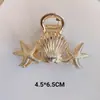 Pinza para el Cabello de Aleación con Forma de Estrella de Mar y Concha Europea y Americana, Pinza de Alta Gama, Pinza de Tiburón para Recoger la Mitad del Cabello en la Parte Posterior de la Cabeza, Accesorio para el Cabello Transfronterizo
