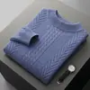 Nuevo Suéter de Lana para Hombre Otoño/Invierno 2024, Lana Pura, Engrosado, Cuello Alto, Suéter de Punto Jacquard, Transfronterizo