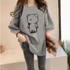 Camiseta de manga corta con estampado de dibujos animados estilo coreano para mujer 2025 Verano Longitud media Combinación perfecta Top de moda Tallas grandes Ropa para mujer Cabello