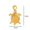 Collar Jiaoxiang Estilo Europeo y Americano Acero Inoxidable Estilo Playa Verano Estrella de Mar y Tortuga Circonita Galvanizado al Vacío con Oro de 18K