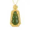 Pingente Kabasi de Prata S925 com Filigrana "Bao Fu" Inlaid com Jade Hetian, Joia Feminina Estilo Chinês, Em Estoque Atacado