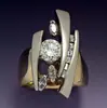 Huajie deseo suministro transfronterizo de nuevo anillo geométrico de diamante de circón galvanizado para mujer joyería popular de compromiso Europa y Estados Unidos