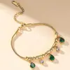 Pulsera Lele Jewelry para Mujer, Moda Europea y Americana, Estilo de Nicho, Transfronterizo, Diseño Simple, Circonita Verde Esmeralda en Forma de Gota, Perlas Incrustadas de Diamantes