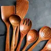 Pala de Cocina Antiadherente de Madera Creativa China Pala para Arroz Cuchara para Hot Pot Cuchara para Sopa Colador Madera de Olivo Roja