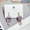 Brincos de Franja Quadrados de Zircônia com Pérola Leve Luxo Retrô Longos Brincos Stud Brincos para Rosto Redondo Feminino Elegante Pingente