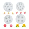 Tres moldes pequeños de silicona con forma de flor para manualidades DIY, fondant, chocolate, galletas y repostería