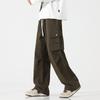 Pantalones de paracaidista, monos rectos para hombre, primavera y otoño, plisados, con bolsillo grande, cordón, pantalones holgados de pierna ancha, monos japoneses, monos para hombre