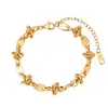 Pulsera de cadena de acero inoxidable chapada en oro de 18k transfronteriza, pulsera de diseño de nicho estilo INS, joyería de acero de titanio de alta gama que no se decolora