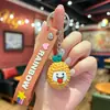 Llavero de dibujos animados con forma de fruta linda, figura de goma blanda de fresa y sandía, colgante creativo para mochila de estudiante, pequeño accesorio