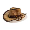 Comercio Exterior Venta al por mayor transfronteriza Sombreros de paja con estilo playero de primavera y verano, cortavientos y protectores solares para hombres y mujeres, estilo étnico, sombreros de paja estilo cowboy occidental europeo y americano