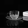 Taza de Café Taza con Asa de Vidrio Taza Pequeña de Té Taza de Agua de Vidrio Juego de Taza y Platillo