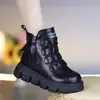 Nova coleção outono/inverno 2025: Botas curtas estilo Martin britânicas, antiderrapantes, com sola plataforma para altura extra e interior espesso forrado com fleece para aquecimento