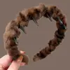 2025 Nueva Horquilla Celebridad de Internet Coreana Diadema de Encaje Crema para Mujer con Corona Alta y Diadema Ancha Antideslizante Accesorio para el Cabello