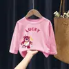 H2337#Camiseta 100% algodón para niños y niñas manga larga oso fresa ropa de otoño para niños abrigo Joker primavera y otoño t