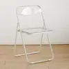 Cadeira transparente moderna para fotografia, cadeira dobrável, cadeira de maquiagem acrílica minimalista com encosto, banqueta para uso doméstico, cadeira de jantar, espessada