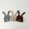 Chapéu de Bebê Qiunan Outono Inverno Novo Fofo à Prova de Vento Orelha de Coelho Chapéu de Tricô Quente Chapéu de Lã Chapéu de Pulôver Infantil