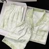 Pijama de Seda de Hielo para Mujer Verano Delgado Manga Corta para Mujer Ropa de Exterior de Verano 2025 Nuevo Estilo Ropa para el Hogar Traje de Tres Piezas