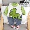 Conjunto de Ropa de Primavera y Otoño para Bebé, Nuevo Elegante Chaleco de Dibujos Animados Conjunto de Tres Piezas Tejido para Niños, Conjunto de Manga Larga de Primavera y Otoño para Niños