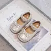 Sapatos de Couro Plissado Elegantes para Crianças 2026 Nova Coleção Primavera e Outono Estilo Coreano Sapatos de Princesa com Solado Macio para Meninas Mocassins Baixos