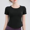 Ropa de Verano de Secado Rápido con Mangas Cortas, Bolsillo Trasero para Teléfono Móvil, Transpirable, Ropa de Fitness de Secado Rápido, Ropa de Yoga Adelgazante y de Alta Gama