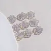 Cadena para Teléfono Móvil Flor de Rosa Transparente Hielo Llavero Corto de Resina con Perlas de Lujo Ligero Colgante Exquisito Morado Rosa para Bolsos de Mujer