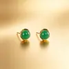 Pendientes de Moda para el Trabajo Hechos de Plata S925 con Baño de Oro, Pendientes Verdes Africanos, Pendientes Pequeños y Delicados para Mujer, Adecuados para el Cuidado de los Oídos
