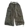 Calça Casual de Primavera e Outono para Meninas 2026 Nova Moda Estilo Coreano Bolso Grande Cargo Calça de Pernas Largas para Meninas Mais Velhas