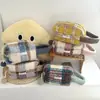 Bolso de mano de felpa a cuadros con ambiente de otoño e invierno, bolsa de almacenamiento portátil, bolsa organizadora portátil de gran capacidad para cuidado de la piel y maquillaje