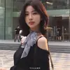 Bufanda de Seda a Cuadros Grises Estilo Coreano para Mujer, Bufanda Larga Delgada Atmosférica con Temperamento Artístico, Accesorio de Cinta Estilo Perezoso