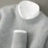 Suéter de Lana para Hombre 100% Lana Pura Cuello Redondo Tejido Jersey Holgado Capa Base Suéter de Cachemira Temporada Otoño Invierno
