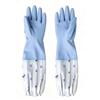 Guantes Impermeables de una Sola Capa con Forro de Felpa para Lavandería y Tareas del Hogar, Guantes de Cocina Largos con Cordón de PVC para Lavar Platos y Limpiar