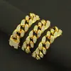 Pulsera Cubana con Incrustaciones de Diamantes para Hombre Hip Hop Europeo y Americano Pulsera Gruesa de Moda Callejera para Hombre Hebilla de Dragón Ancho de la Pulsera 20 mm