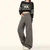 Jeans Cinza Slim Fit de Cintura Alta com Barra Larga e Efeito Modelador, Jeans Reto Casual Versátil