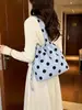 2026 Bolso Cubo de Lona con Lunares Estilo Coreano Nuevo, Bolso de Mano Versátil, Bolso Cruzado de Hombro Único, Bolso Ligero para el Trabajo