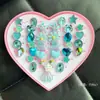 Anillo para Niñas Pequeña Princesa Chica Linda Piedra Preciosa Dibujo Animado Joyería Bebé Brillante Anillo de Pedrería Set para Niña