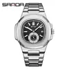 Reloj Masculino Más Vendido Transfronterizo Oufani Simple Doble Esfera Números Árabes Reloj Cuadrado Clásico de Cuarzo