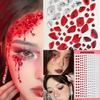 Maquillaje de Halloween rojo en forma de diamante negro cara lágrima maquillaje de diamante cara diamante actuación escénica parche de bruja