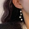 Pendientes Largos de Perlas con Borla Larga de Plata S925 de Alta Gama para Mujer, Elegantes Pendientes de Hilo para Oreja Que Hacen que el Rostro Parezca Más Delgado, Popular Bestseller Transfronterizo