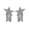 Pendientes de Borla de Estrella de Cinco Puntas Irregular de Nicho de Alta Gama Aguja de Plata Moda Pendientes de Zirconia Elegantes Pendientes con Sentido del Diseño