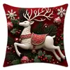 Textiles suaves para dormitorio: fundas de almohada con estampado de renos, árbol de Navidad y copo de nieve, fundas de cojín decorativas para sofá y dormitorio de Navidad, tela de felpa corta