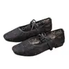 Nuevos Zapatos de Malla con Encaje de Verano, Transpirables con Suela Suave Calados, Planos de Punta Cuadrada Versátiles Poco Profundos, Zapatos de Salón Estilo Hada
