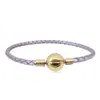Pulsera de Cordón de Cuero Trenzado con Hebilla de Acero de Titanio Logo Panjia Bucle Único Negro Hebilla Redonda de Cuero Pulsera Básica Transfronteriza DIY