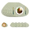 Jogo americano de couro com padrão de gotas d'água, Jogo americano estilo ocidental, Tapete de mesa isolante térmico com padrão de tecido estilo japonês, formato irregular, estilo de luxo leve