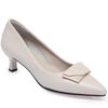 Sapatos de bico fino de camada única, sapatos femininos de verão, salto médio, couro macio, sapatos femininos, primavera e outono, 2021, novos sapatos de couro de salto alto para mães de meia-idade