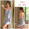 Sexy Escote en V Profundo con Almohadillas para Busto Encaje Cruzado Push-Up Estampado de Lunares Bata Nocturna Bata Exterior Traje para Casa Nx6694