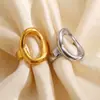 Anillo Irregular Geométrico Hueco de Acero Inoxidable Chapado en Oro para Mujer Creativo Moderno Único Versátil Simple Abierto Ajustable