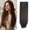 Set de 6 piezas de parche de pelo para tarjeta de pelo, peluca de parche de pelo liso europeo y americano, parche de pelo sin costuras, fibra química resistente al calor de 24"