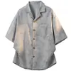 2026 Nueva Moda Masculina Camisa Sencilla de Manga Corta Tie-Dye con Cuello Cubano Cardigan de Moda Tendencia Camisa Casual para Hombre